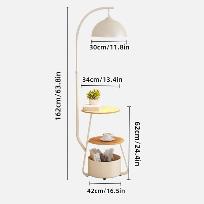 Arc Boho Floor Lamp with Shelf for Bedroom and Living Room