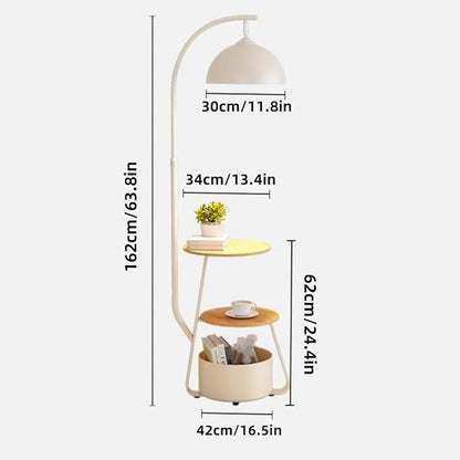 Arc Boho Floor Lamp with Shelf for Bedroom and Living Room