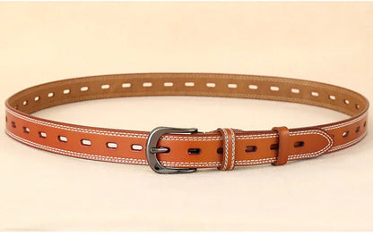 Women’s Genuine Cowhide Hollow Pin Belt 2.8cm Wide