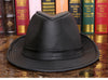 Leather jazz cap with adjustable captain style