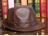 Leather jazz cap with adjustable captain style