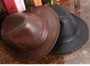 Leather jazz cap with adjustable captain style