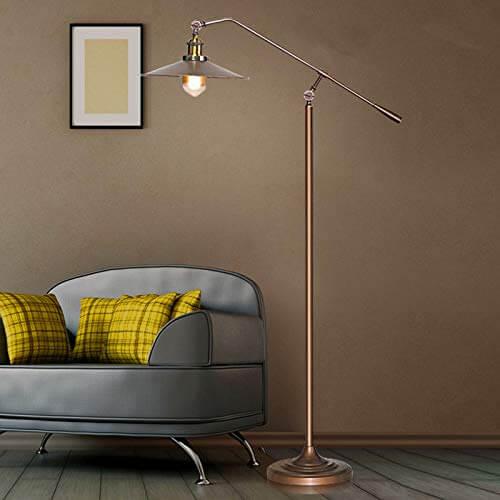 Industrial bronze boom arm floor lamp