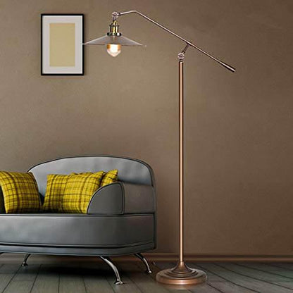 Industrial bronze boom arm floor lamp