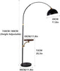 Black Arc Floor Lamp with Tray Table, Wireless Charging & Marble Base