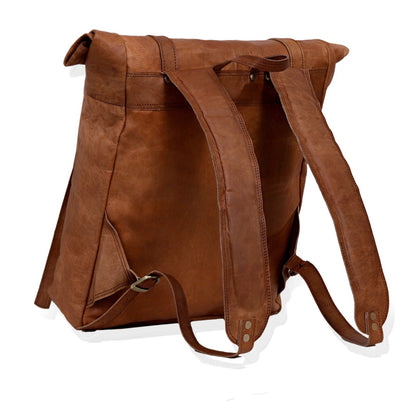 Genuine Roll Up Leather Travel Backpack