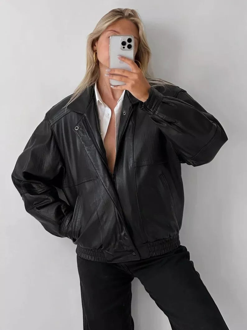 Original Leather Women Oversized Jacket