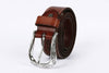 Genuine Leather Western Belt with Silver Buckle and Turquoise Accents