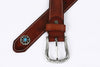 Genuine Leather Western Belt with Silver Buckle and Turquoise Accents