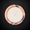 Peach Marble Pedestal Candle Holder with Rounded Stem and Dark Veining