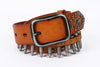 Western Leather Bullet Belt with Studded Punk