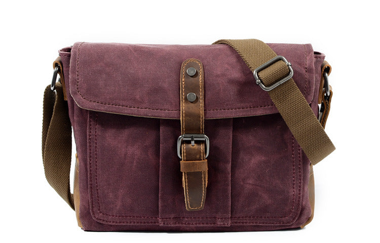 Canvas Crossbody Bag with Organizer Pockets and Adjustable Shoulder Strap