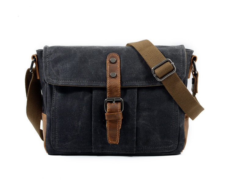 Canvas Crossbody Bag with Organizer Pockets and Adjustable Shoulder Strap