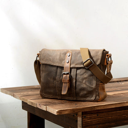 Canvas Crossbody Bag with Organizer Pockets and Adjustable Shoulder Strap