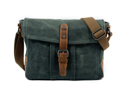 Canvas Crossbody Bag with Organizer Pockets and Adjustable Shoulder Strap