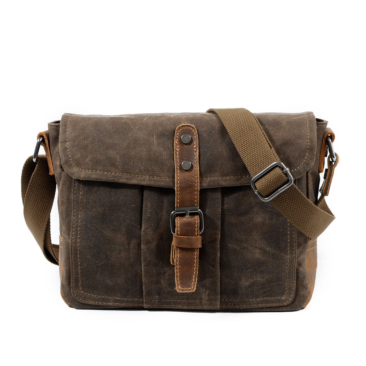 Canvas Crossbody Bag with Organizer Pockets and Adjustable Shoulder Strap