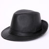 Leather jazz cap with adjustable captain style
