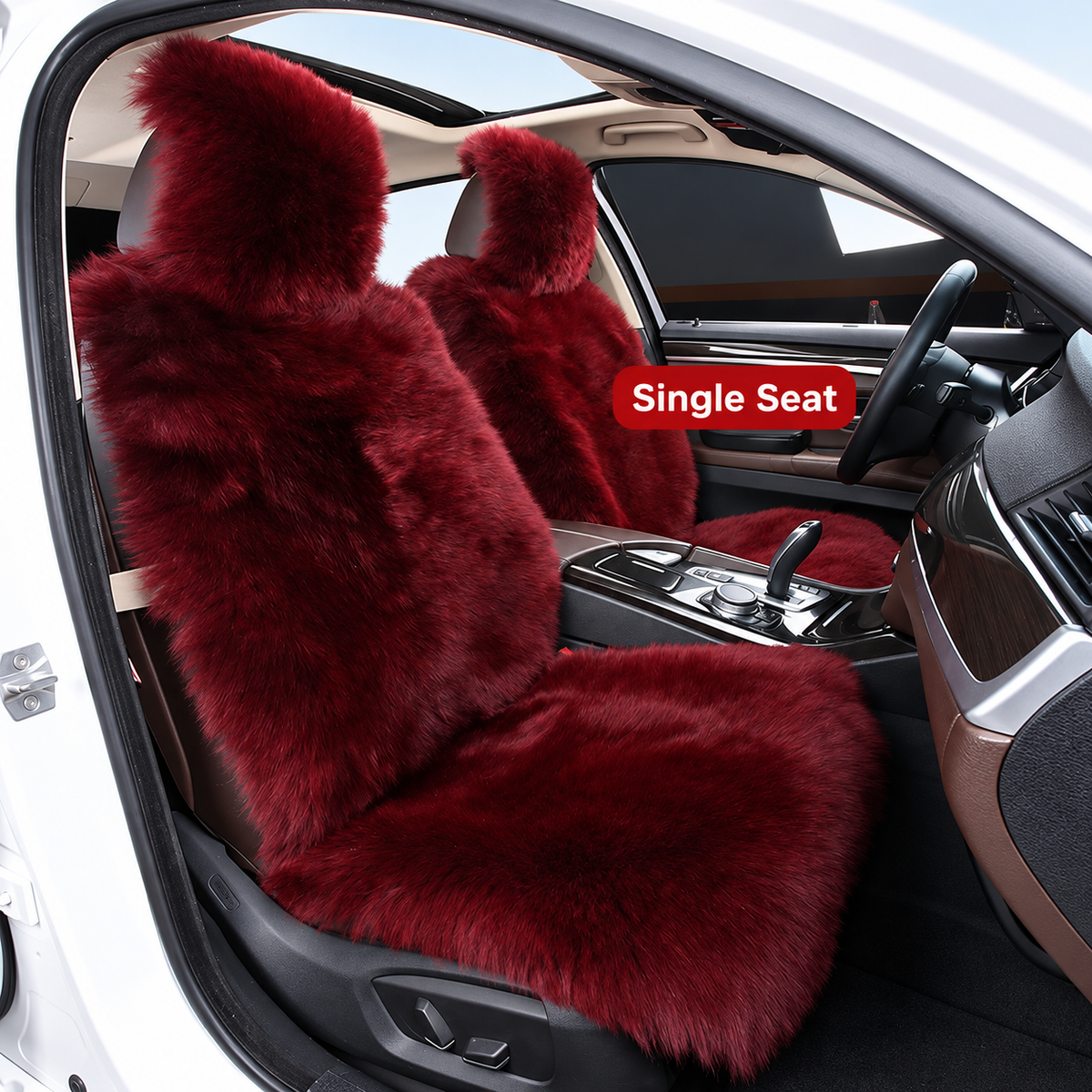Genuine Sheepskin Car Seat Covers with Long Plush Wool