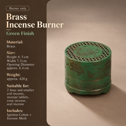 Incense Burner in Brass with Decorative Koi Lid for Home
