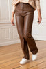 Handmade Women Brown Leather Pants