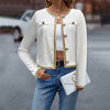 Women’s White Tweed Short Jacket with Gold Trim