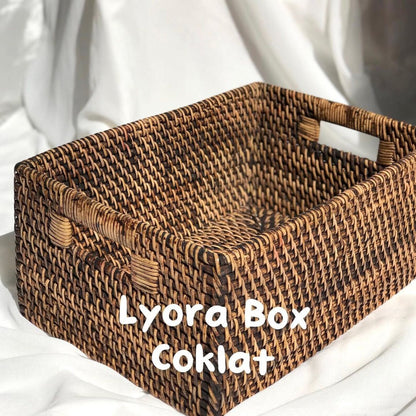 Rectangular Rattan storage basket with lid And handle