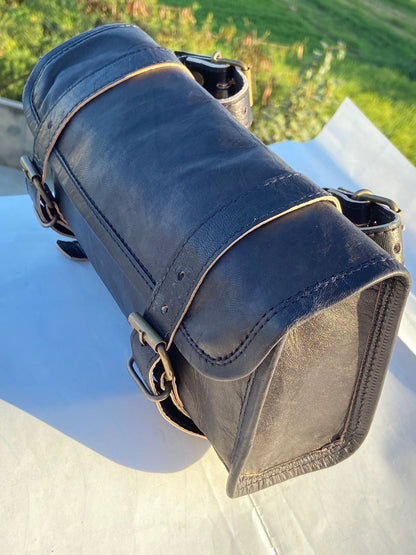 Leather Handlebar Tool Bag Motorcycle