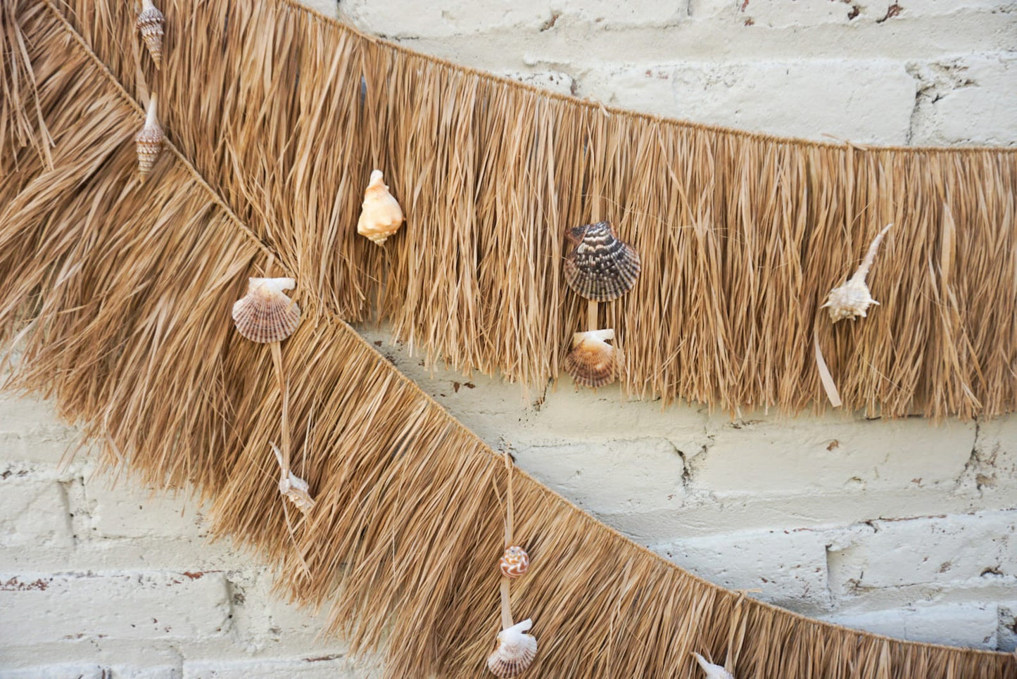 sea shells raffia wall hanging two layers