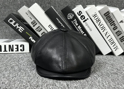 Leather newsboy cap for men vintage baker boy hat 5 M