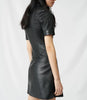 real leather mini collared dress