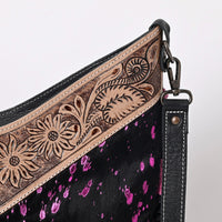 Pink Metallic Cowhide Tooled Leather Purse