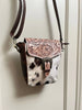 Cowhide crossbody bag with tooled leather