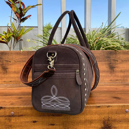 Boot Stitch Suede Leather Luggage Bag