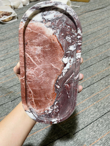 Natural Marble Oval Tray Vanity Organizer & Decorative