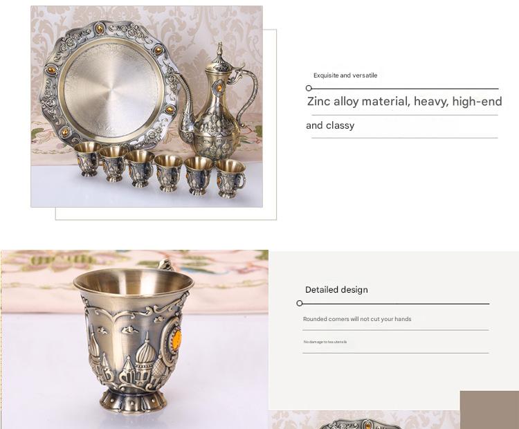 Retro Bronze Wine Set with Tray Palace Design