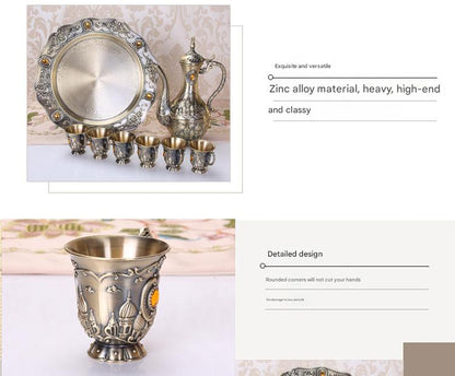 Retro Bronze Wine Set with Tray Palace Design