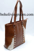 Brown White Cowhide Shoulder Purse