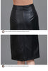 Women Leather Skirt High Waist Mid-Length with Back Slit