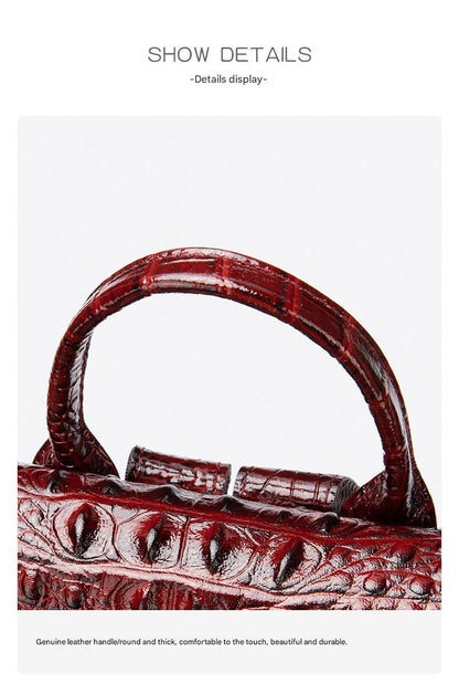 Women’s Designer Genuine Leather Crocodile Pattern Backpack