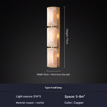 Modern Marble and Copper Wall Lamp Indoor Wall Sconce