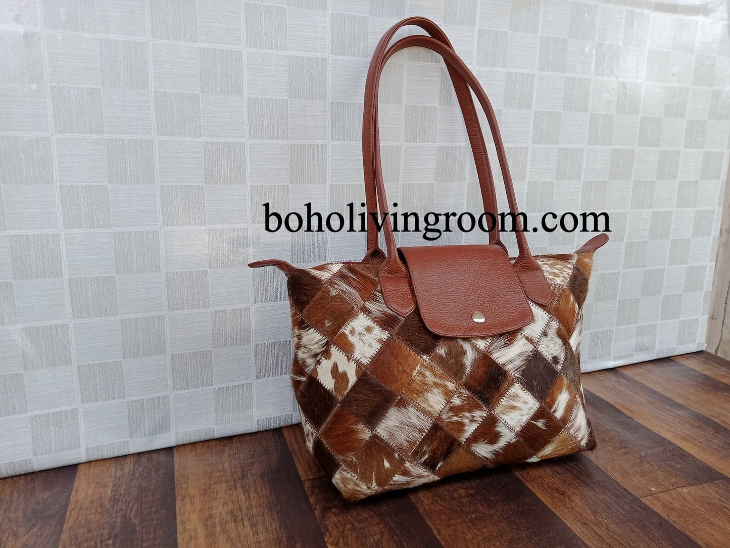 Exotic Tricolor Cowhide Tote Bag