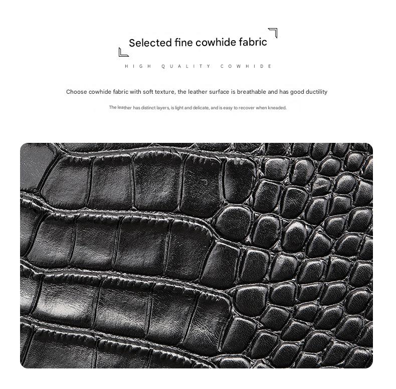 Black Crocodile Print Leather Shoulder Bag Crossbody