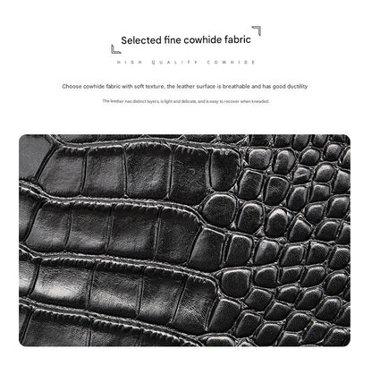 Black Crocodile Print Leather Shoulder Bag Crossbody
