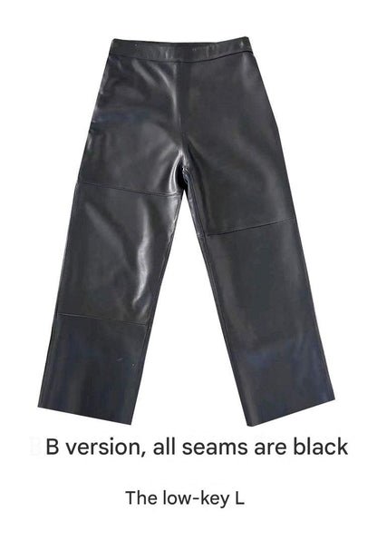 High Rise Leather Elephant Style Pants Straight Leg Midi Culotte