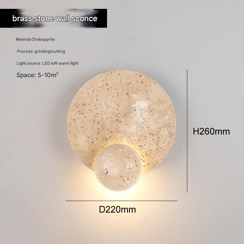 Yellow Travertine Wall Lamp Modern Wabi-Sabi Stone Sconce