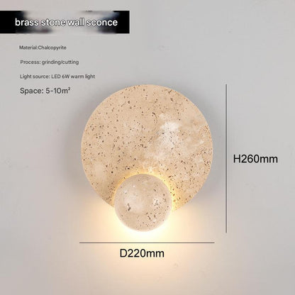 Yellow Travertine Wall Lamp Modern Wabi-Sabi Stone Sconce