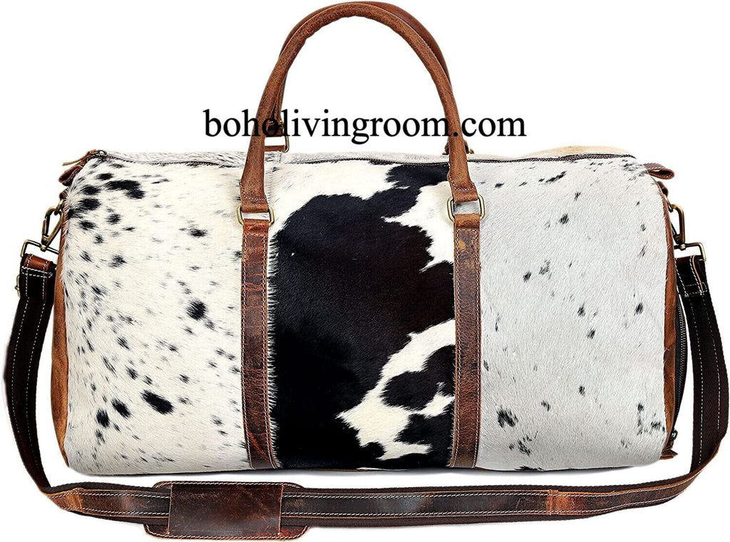 Cowhide Travel Luggage Bag Shoe Compartment