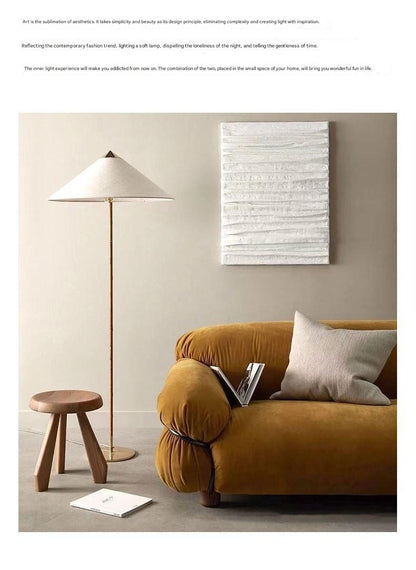 Danish Wabi-Sabi Rattan Floor Lamp Retro Hat Style Standing Light
