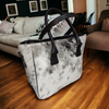 Cowhide Shoulder Bag Light Grey Black