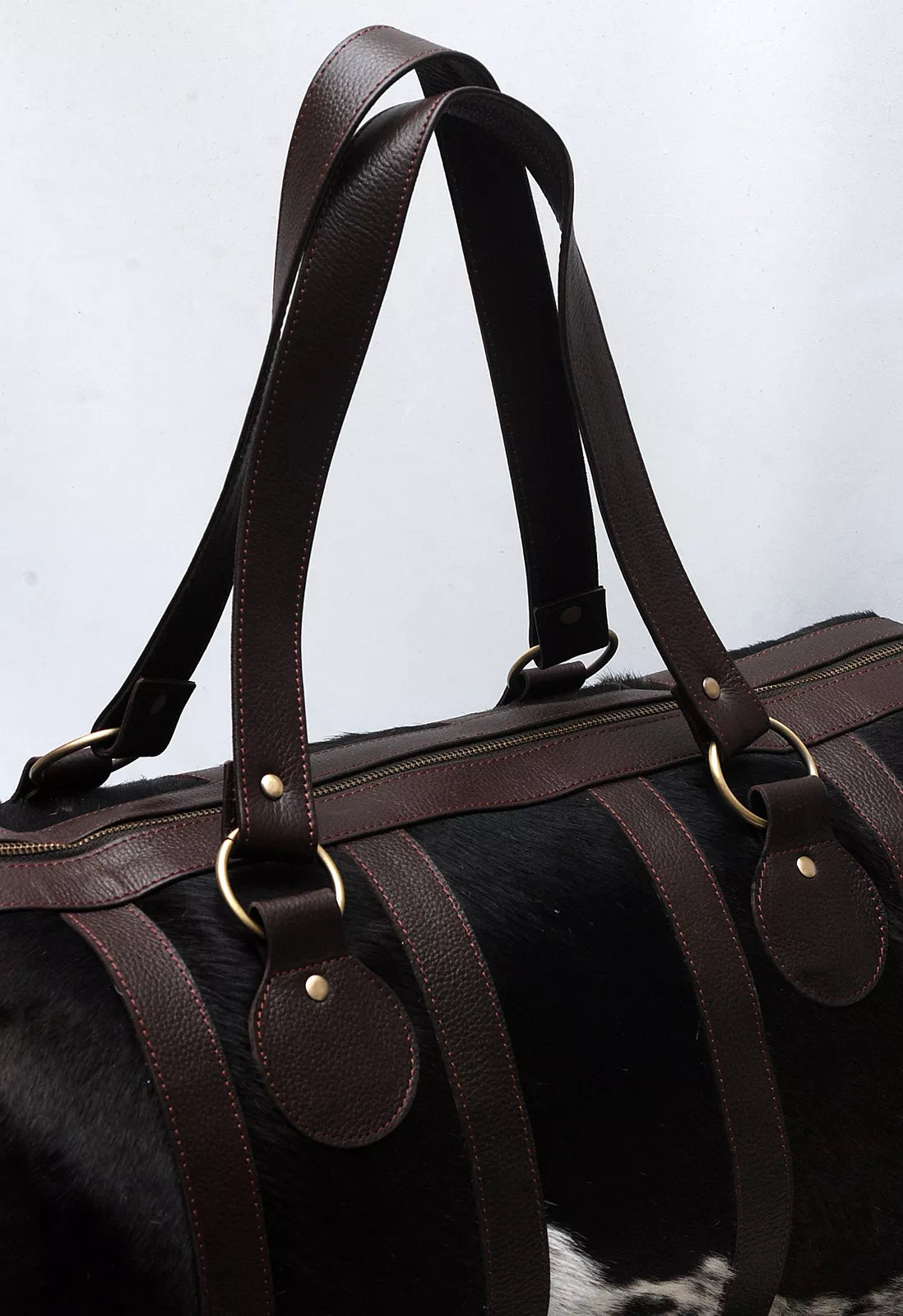 Cow Print Weekender Black & White Cowhide Overnight Bag